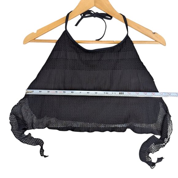 NWT S/M French Swim Wrap Skirt Halter Set Black Stretch Tie Back Lined - Picture 6 of 11